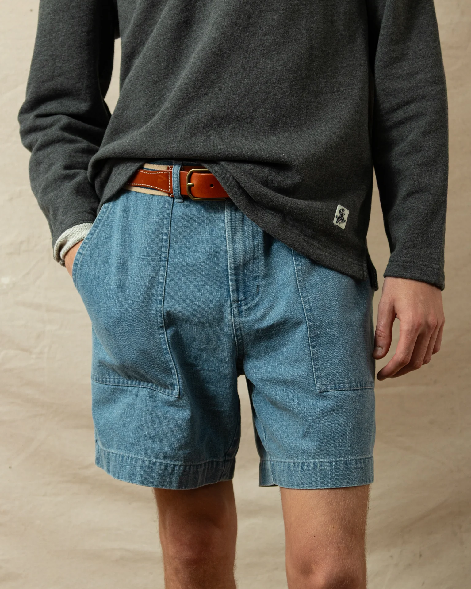 Acadia Polo in Charcoal Heather Loopback Terry - Image 6