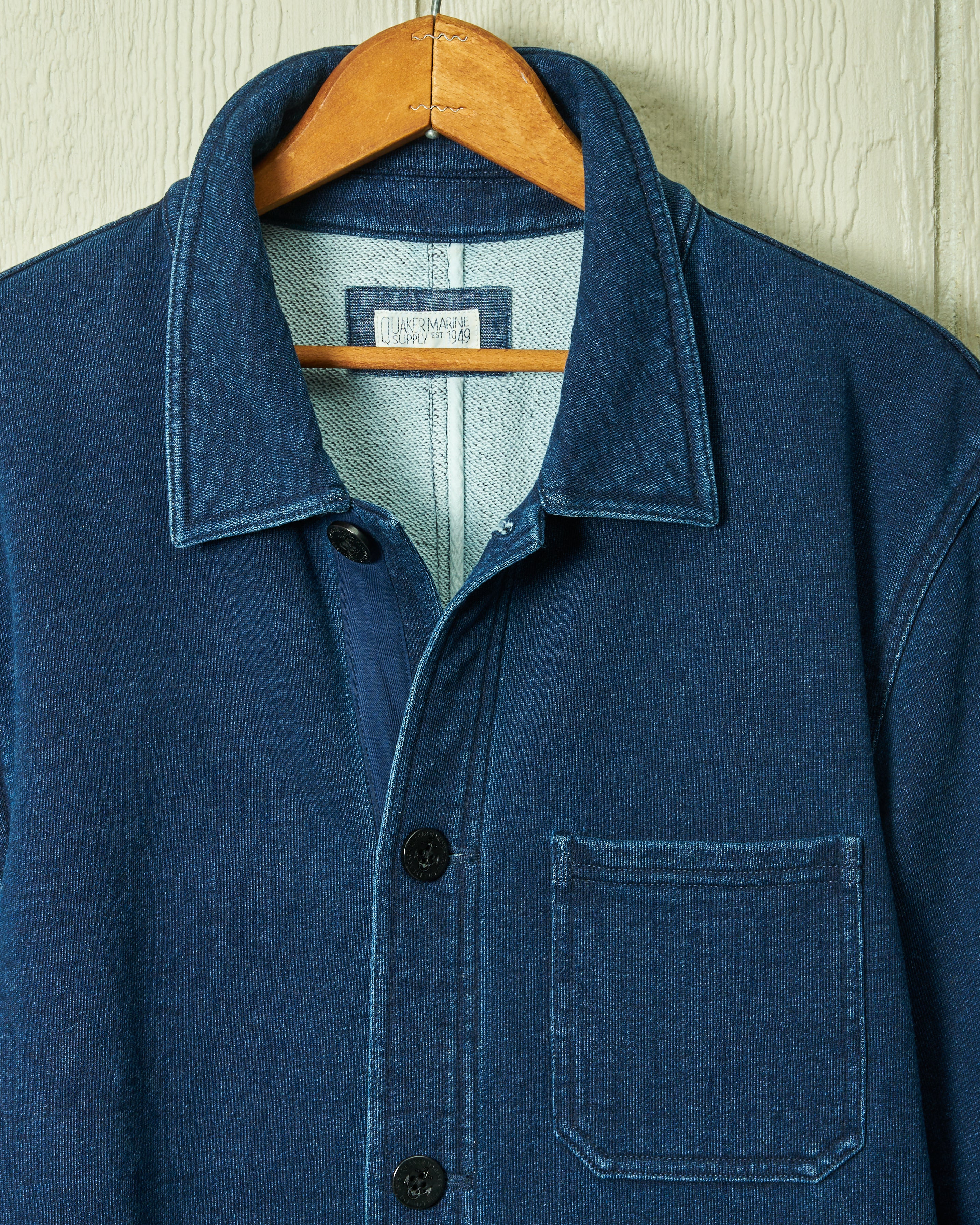 French Workman’s Jacket in Dark Wash Indigo Loopback Terry - Image 3