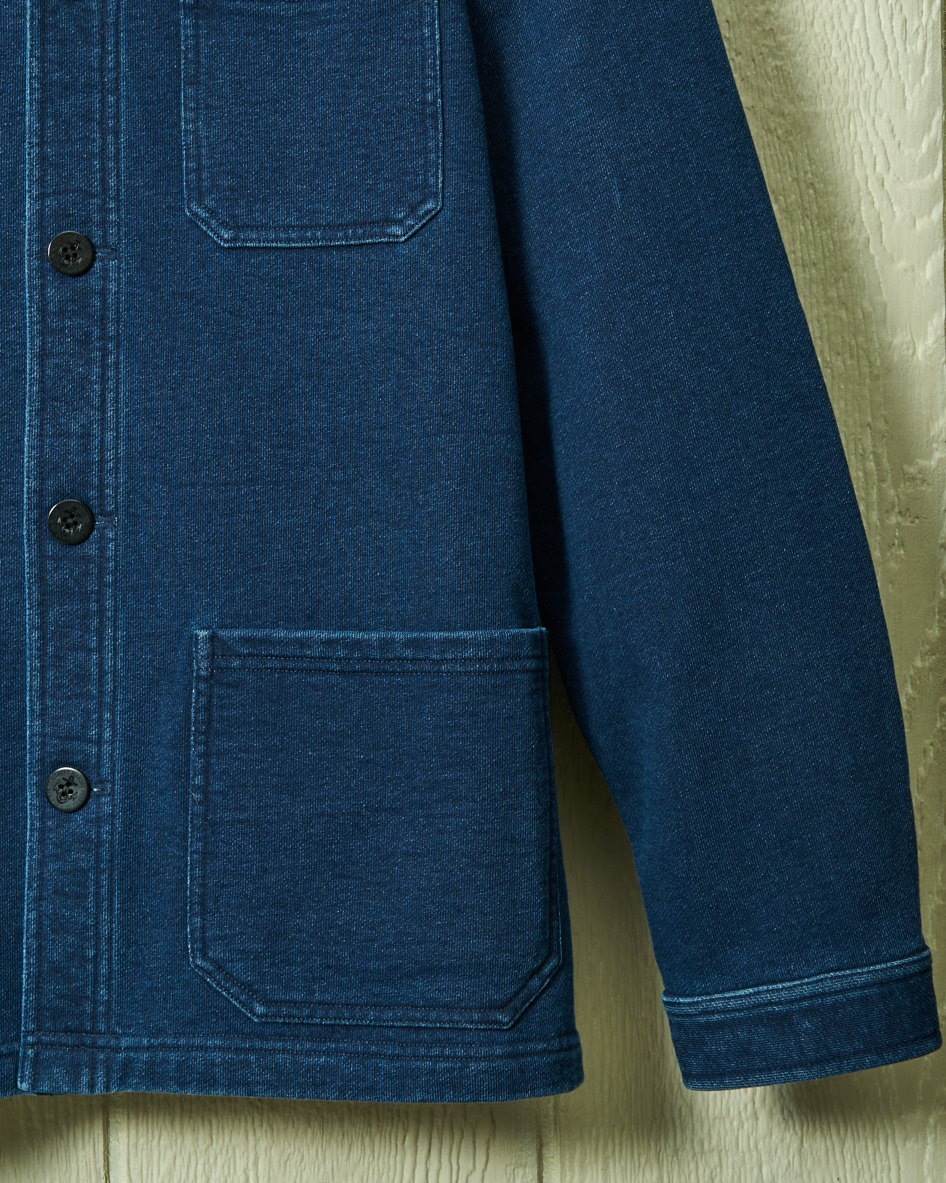 French Workman’s Jacket in Dark Wash Indigo Loopback Terry - Image 5
