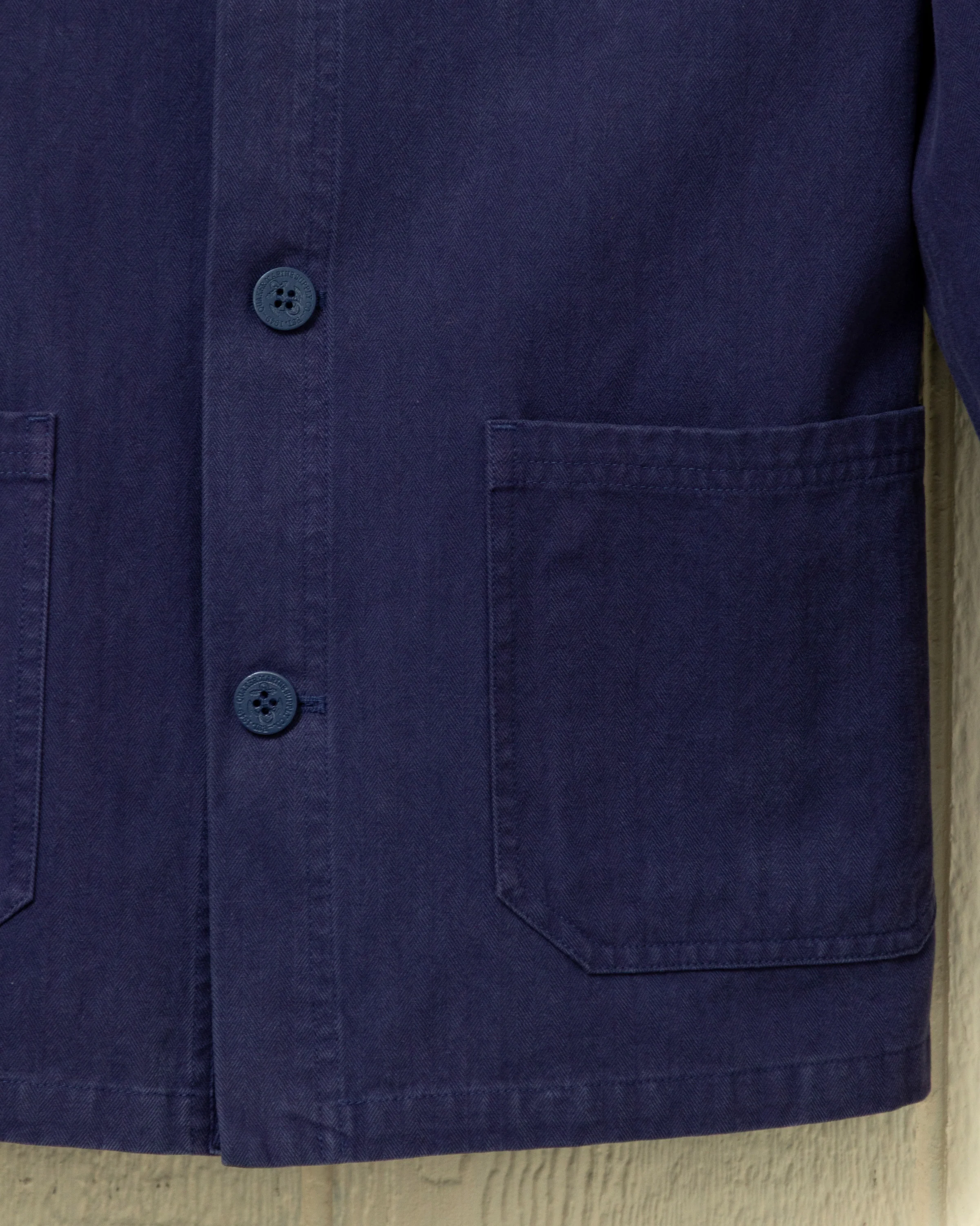 French Workman’s Jacket in Navy Herringbone - Image 5