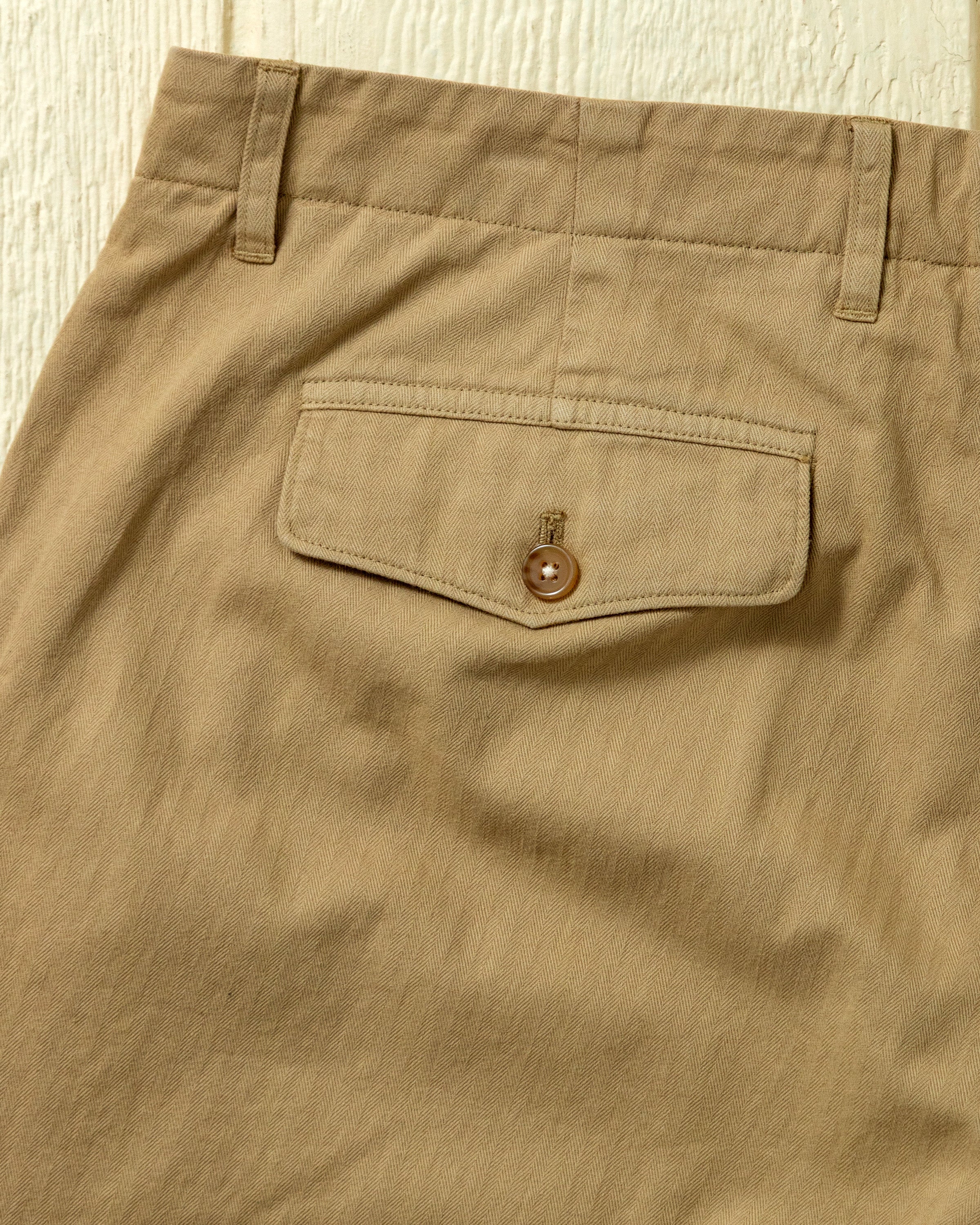 Garment Dyed Camden Pant in Khaki Herringbone Twill - Image 5