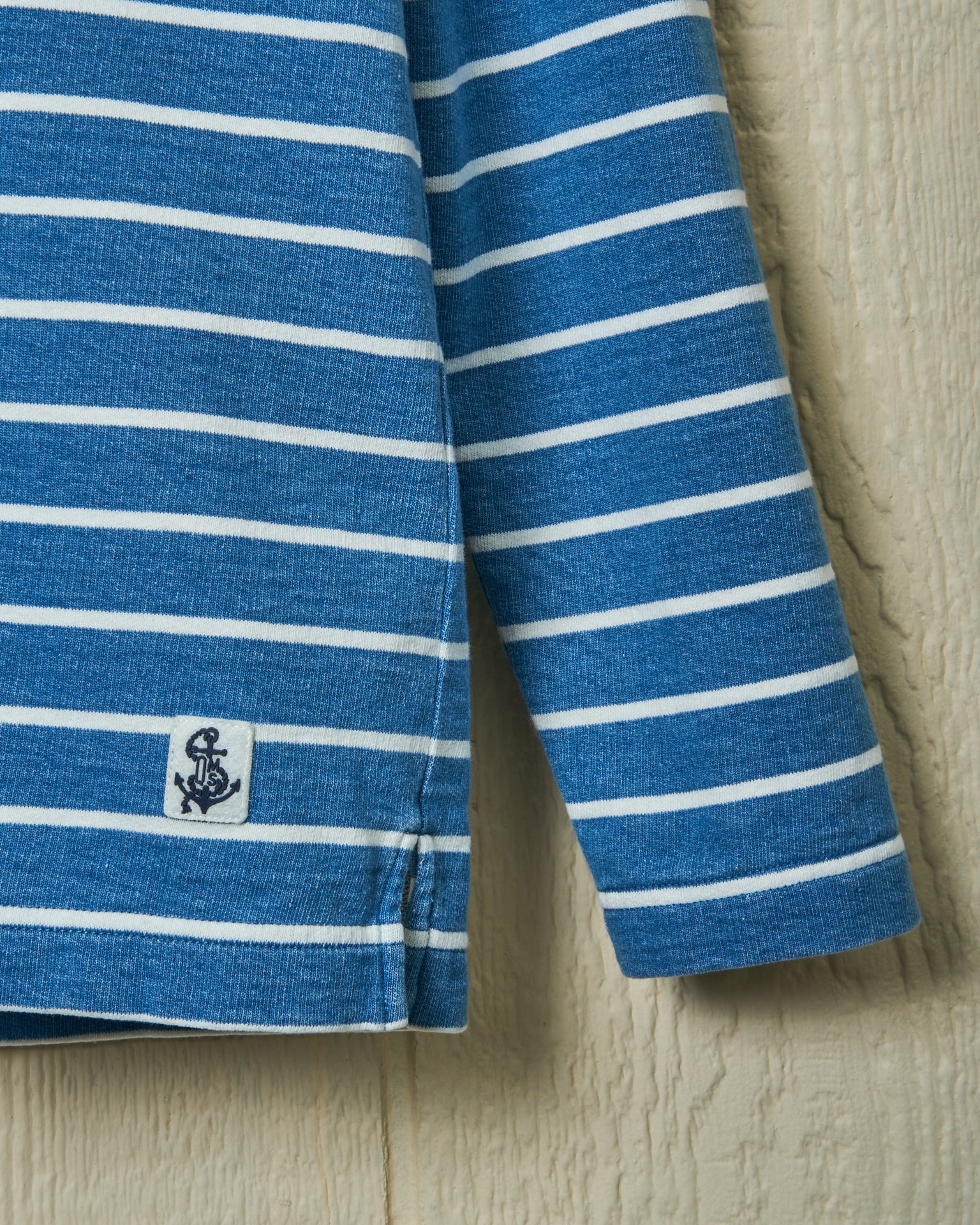 Heavyweight Long Sleeve Indigo Polo in ¾” Indigo/White Stripe - Image 7