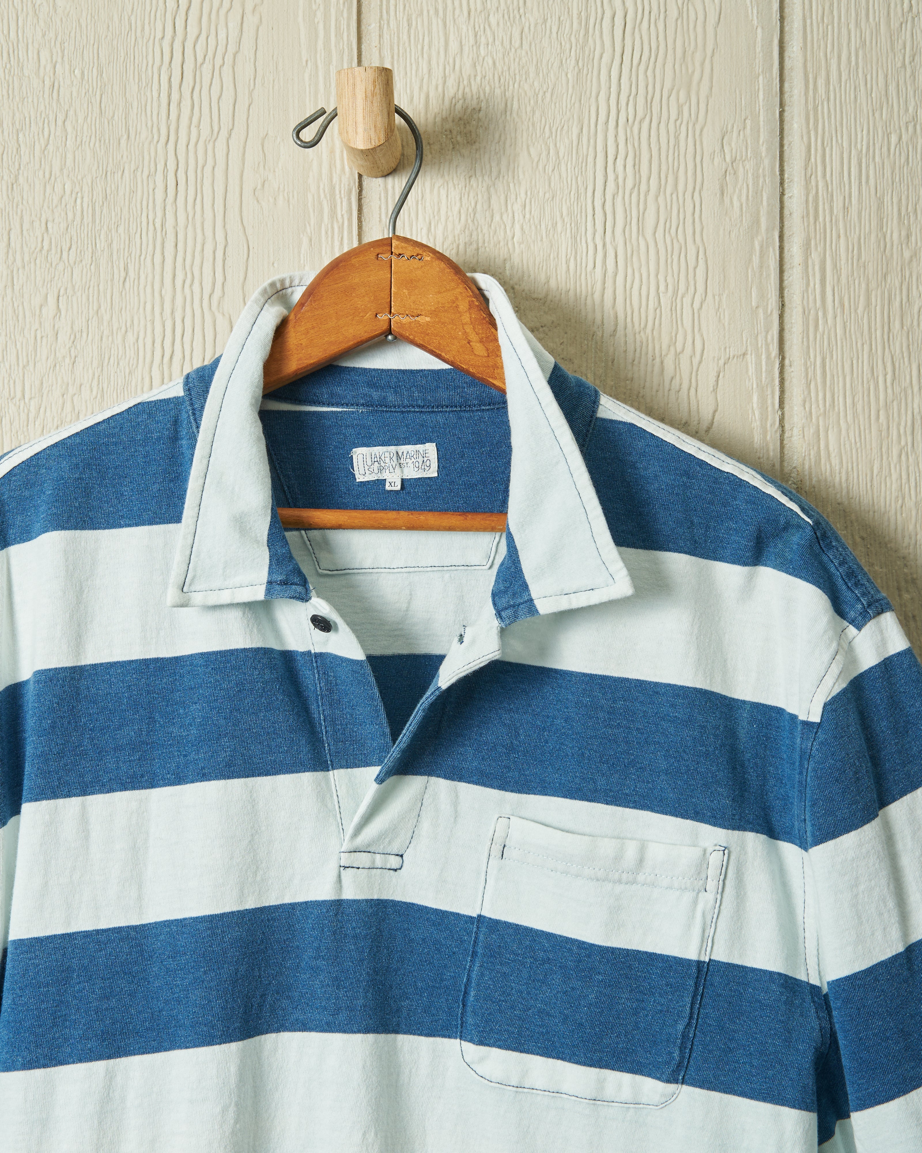 Indigo Polo in Blue/White Rugby Stripe - Image 3