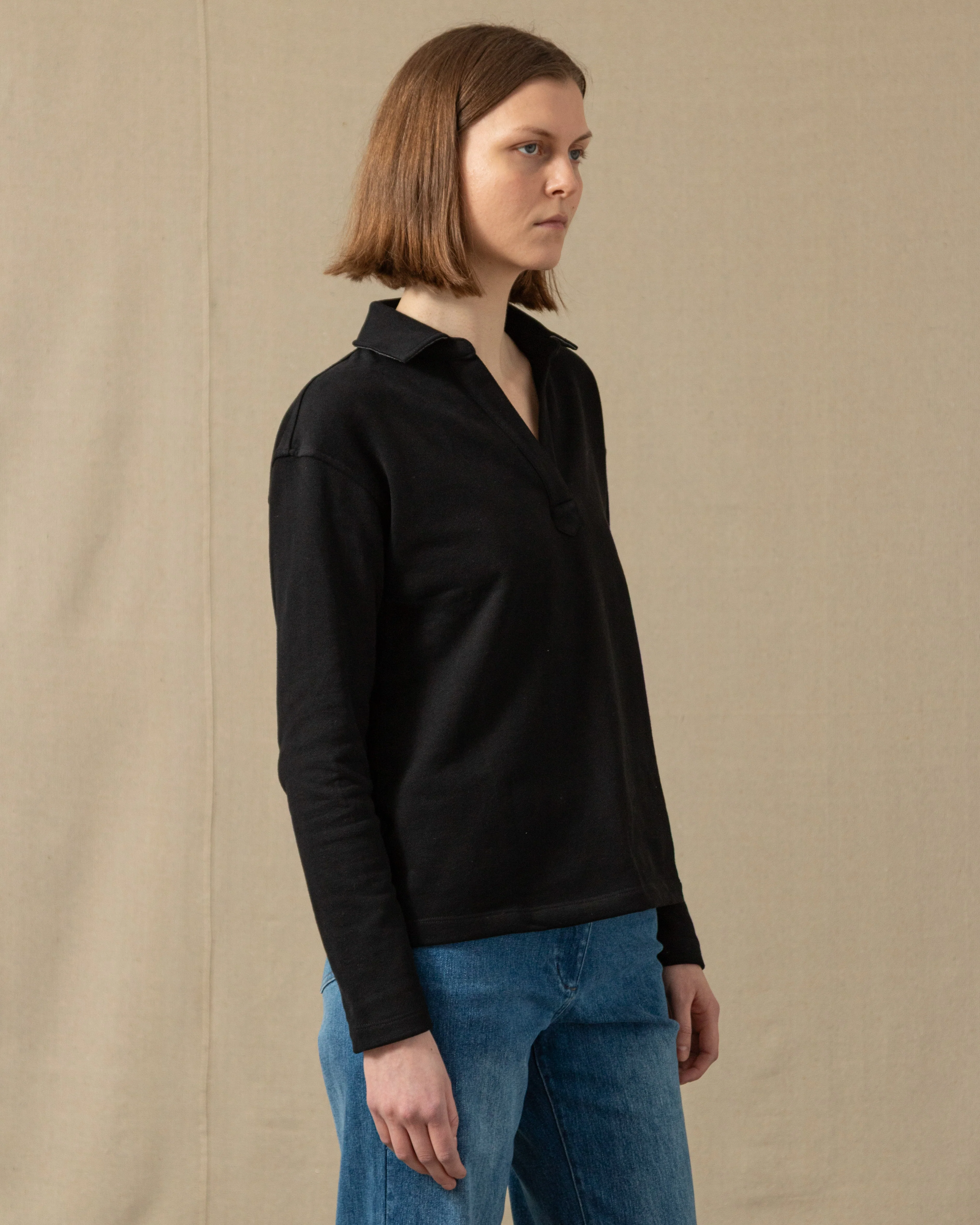 Inlet Pullover in Black Loopback Terry - Image 3