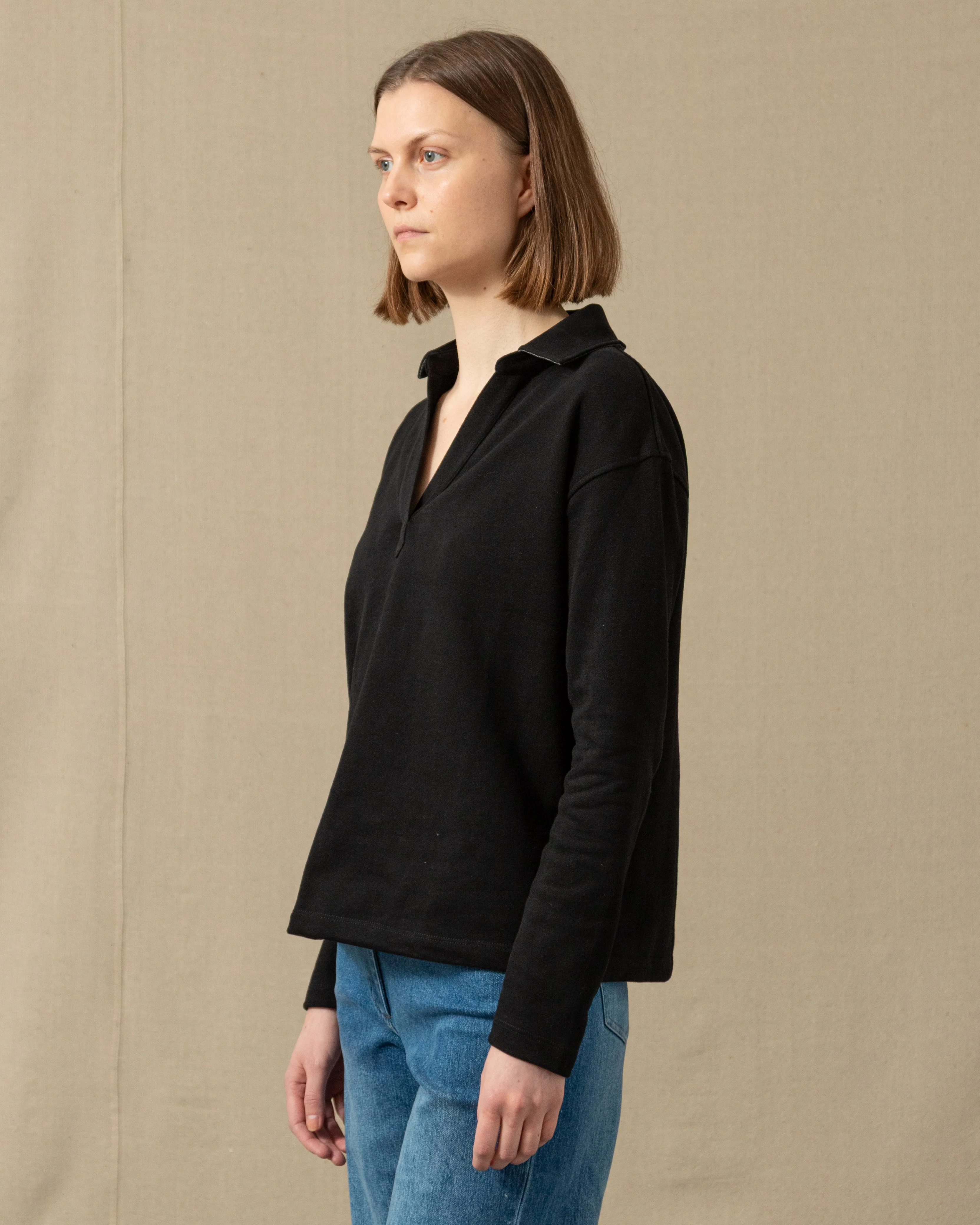 Inlet Pullover in Black Loopback Terry - Image 4