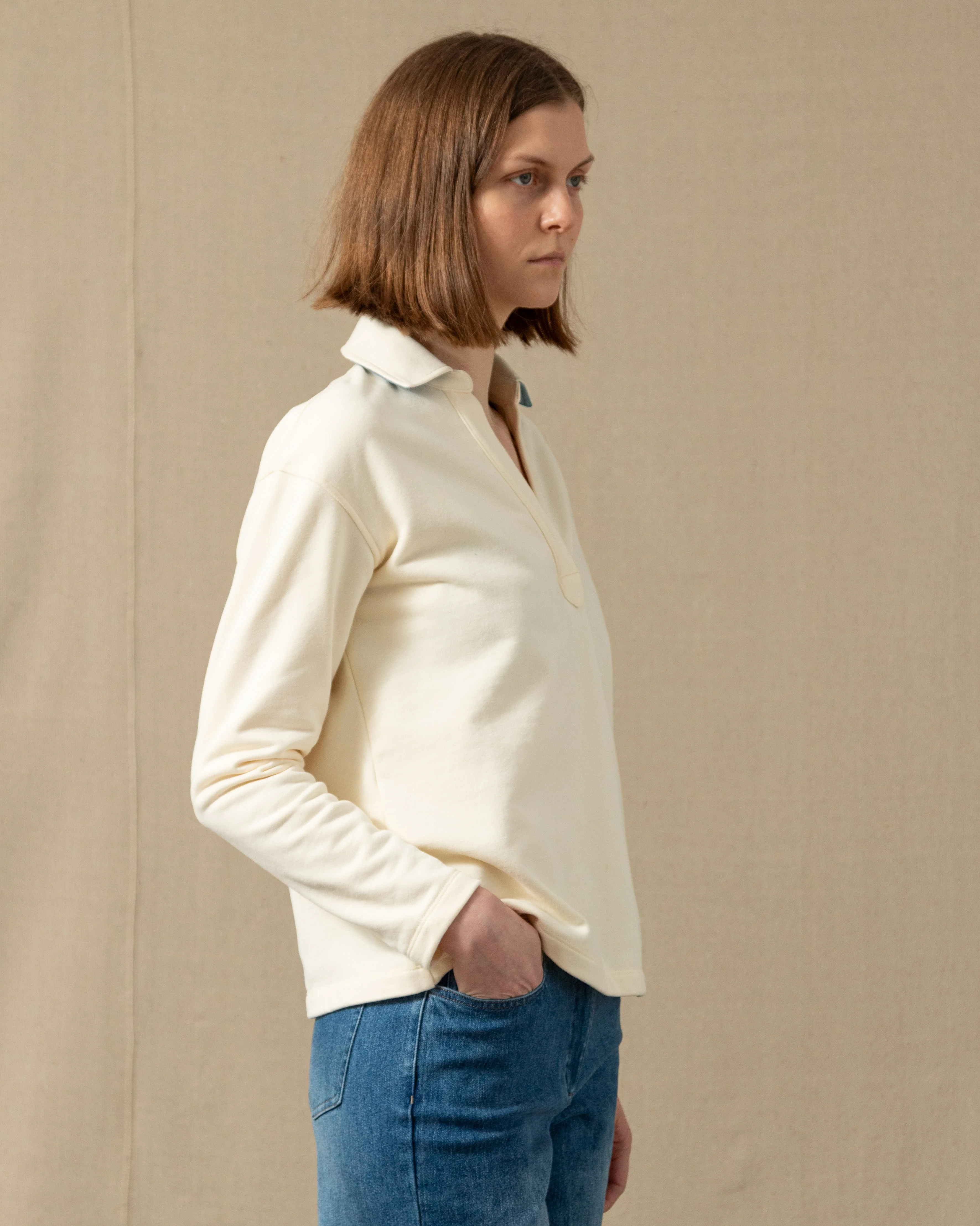 Inlet Pullover in Cream Loopback Terry - Image 3