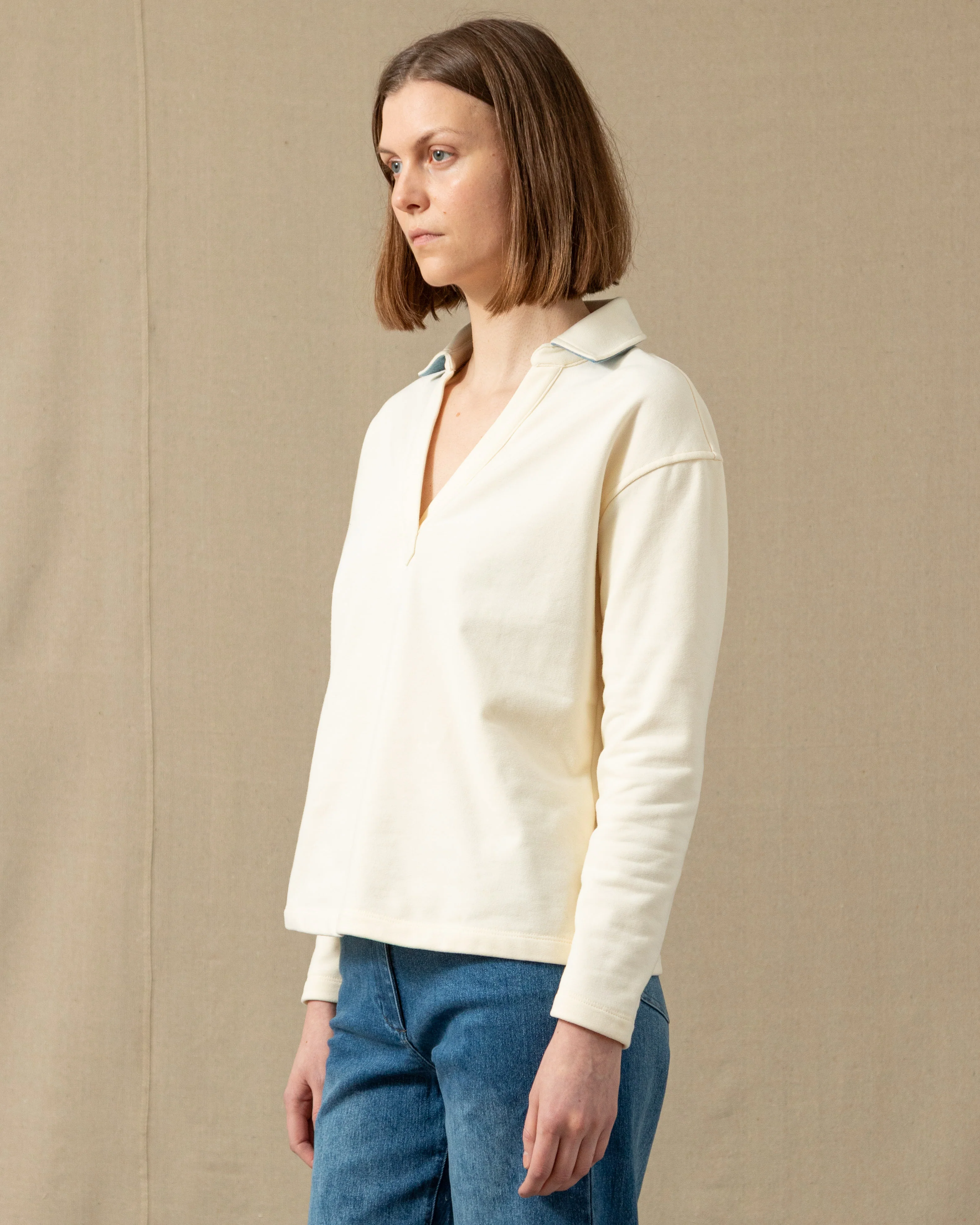 Inlet Pullover in Cream Loopback Terry - Image 4