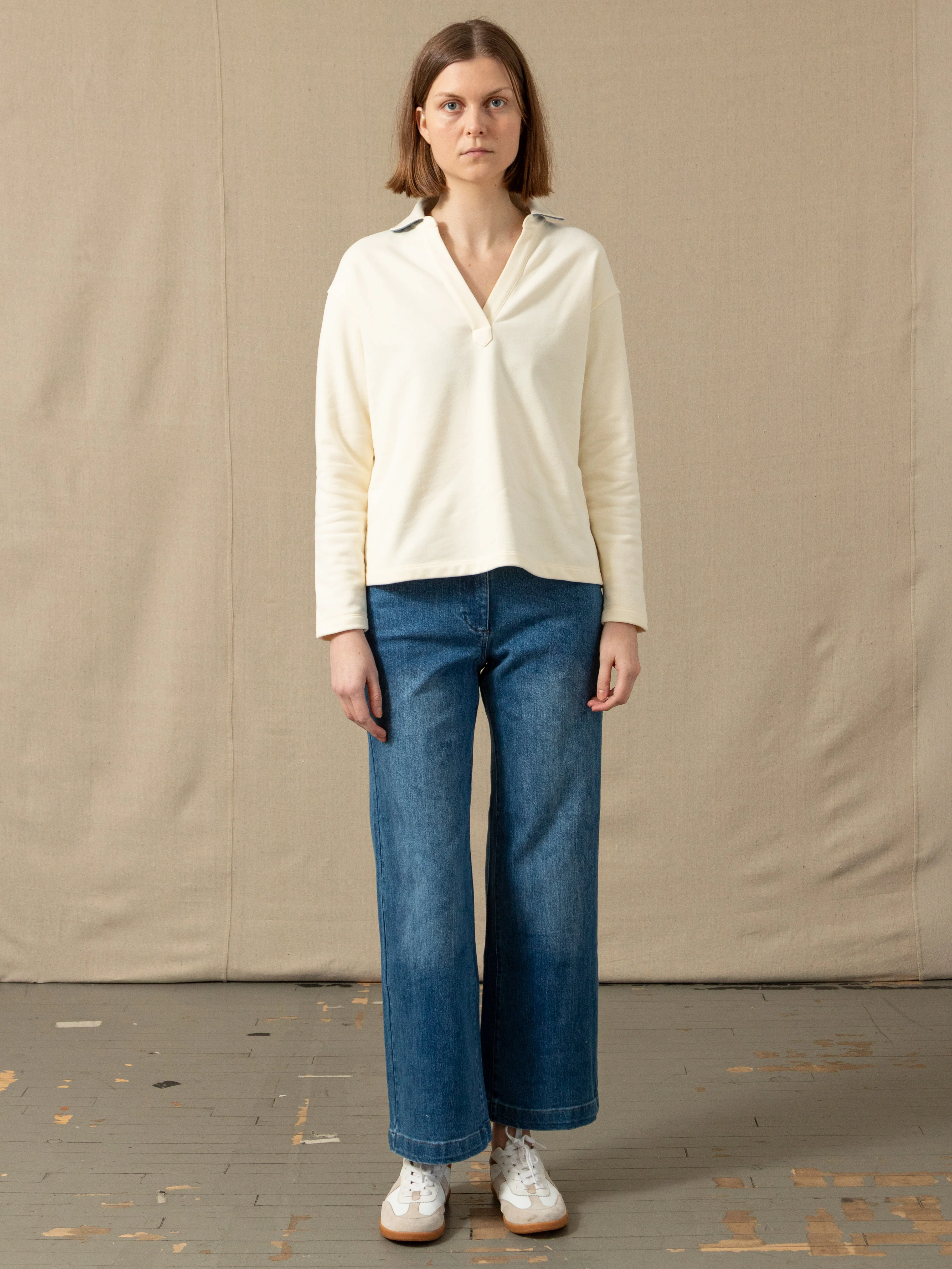 Inlet Pullover in Cream Loopback Terry - Image 7