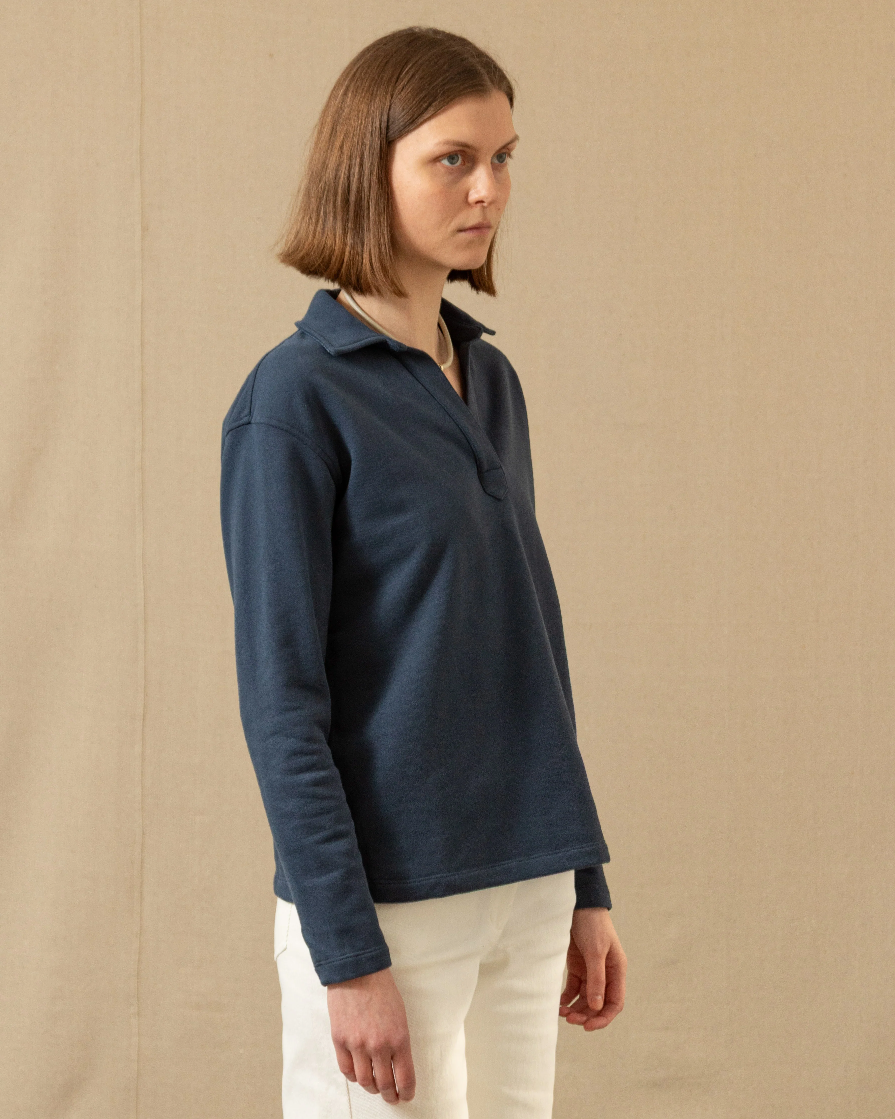 Inlet Pullover in Navy Loopback Terry - Image 4