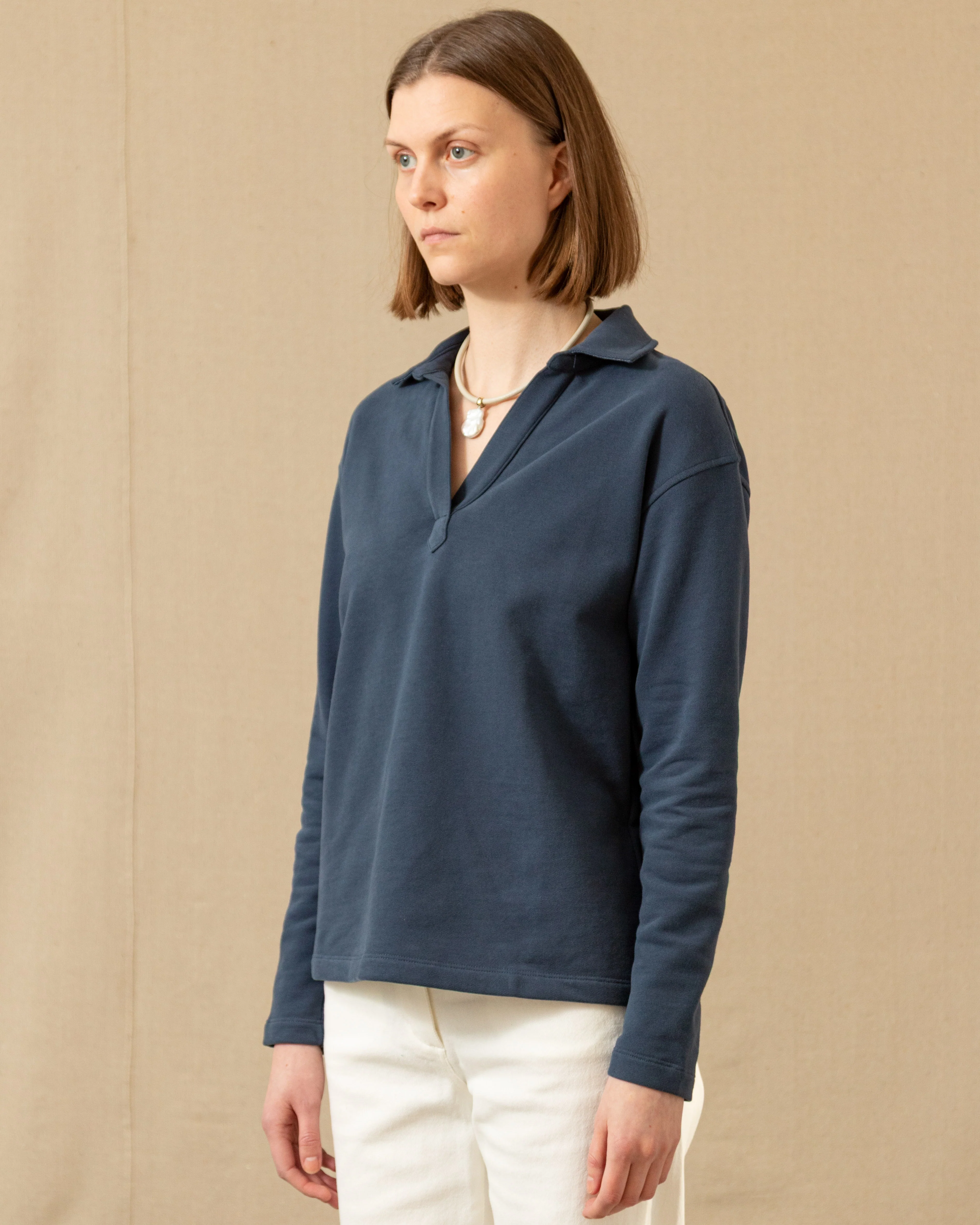Inlet Pullover in Navy Loopback Terry - Image 5