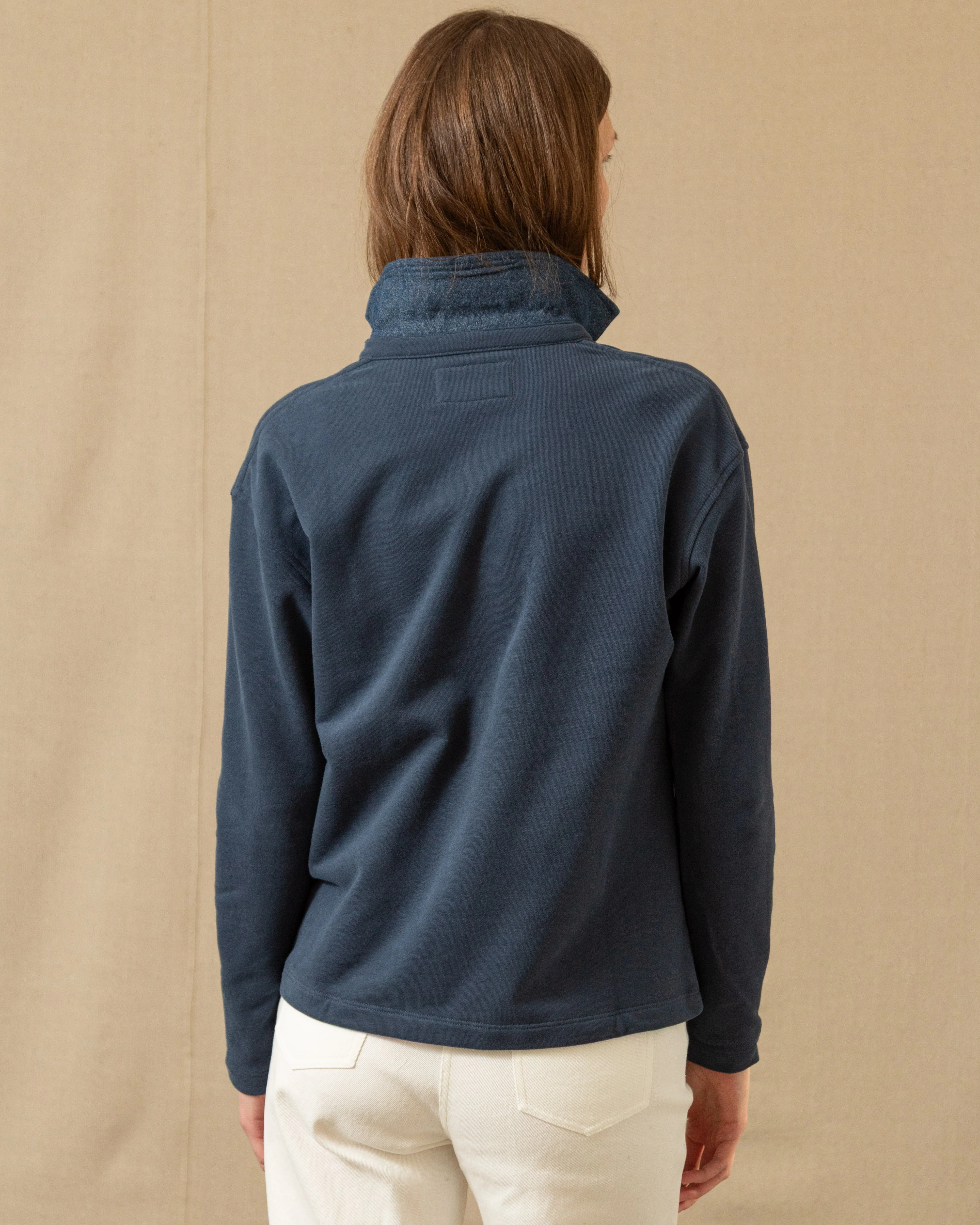 Inlet Pullover in Navy Loopback Terry - Image 7