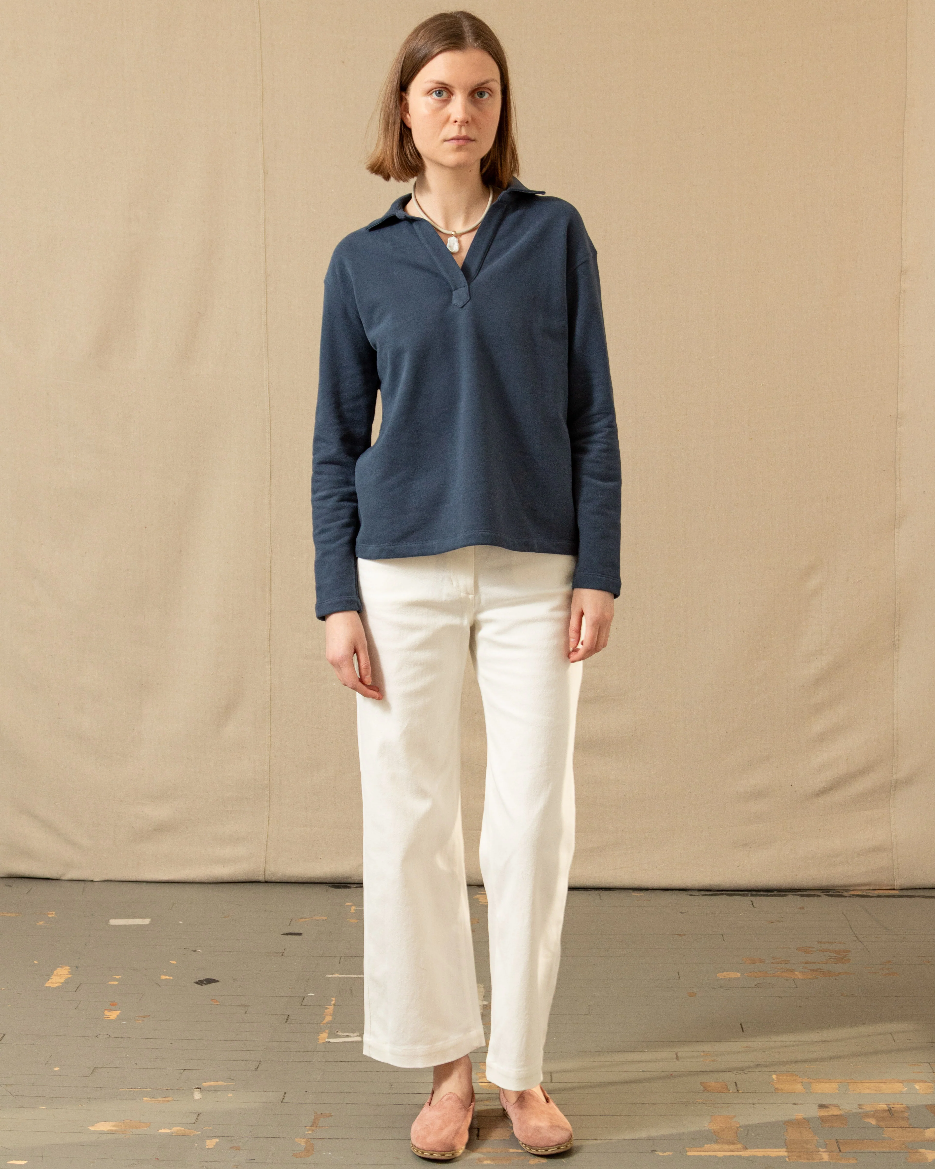 Inlet Pullover in Navy Loopback Terry - Image 9