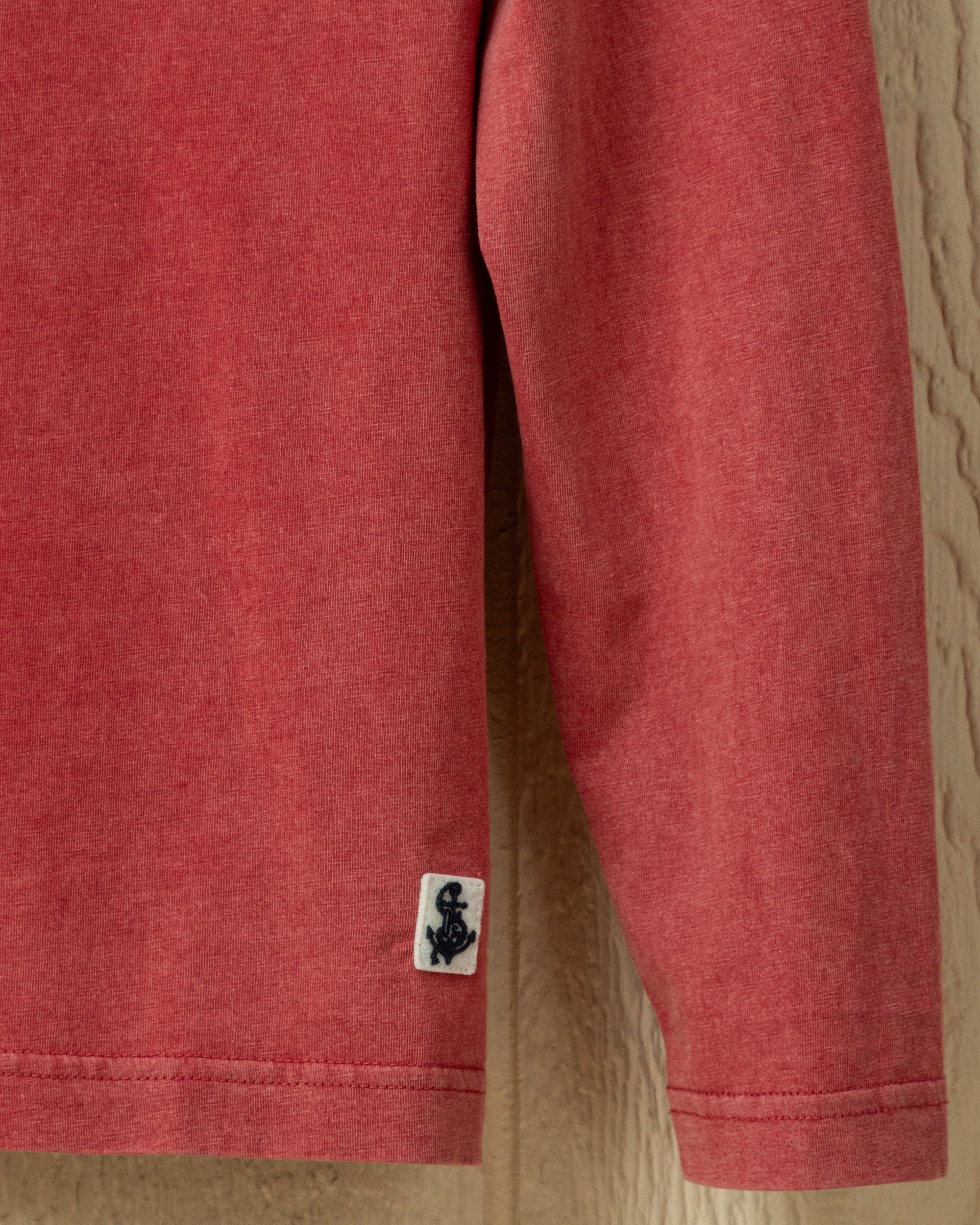 Long Sleeve Salt Washed Polo in Crimson - Image 4