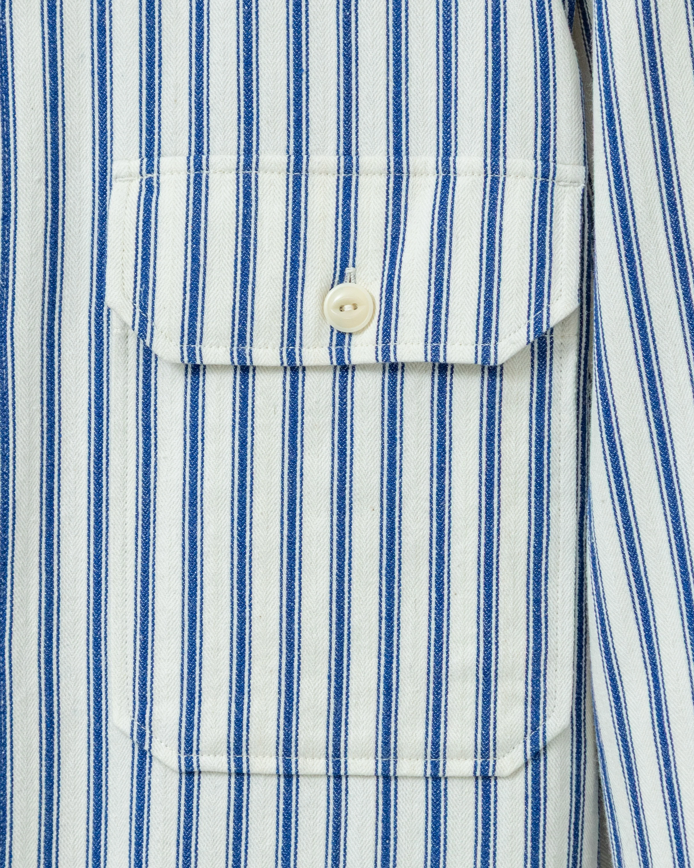 MacArthur Shirt in Navy Mattress Ticking Stripe - Image 3