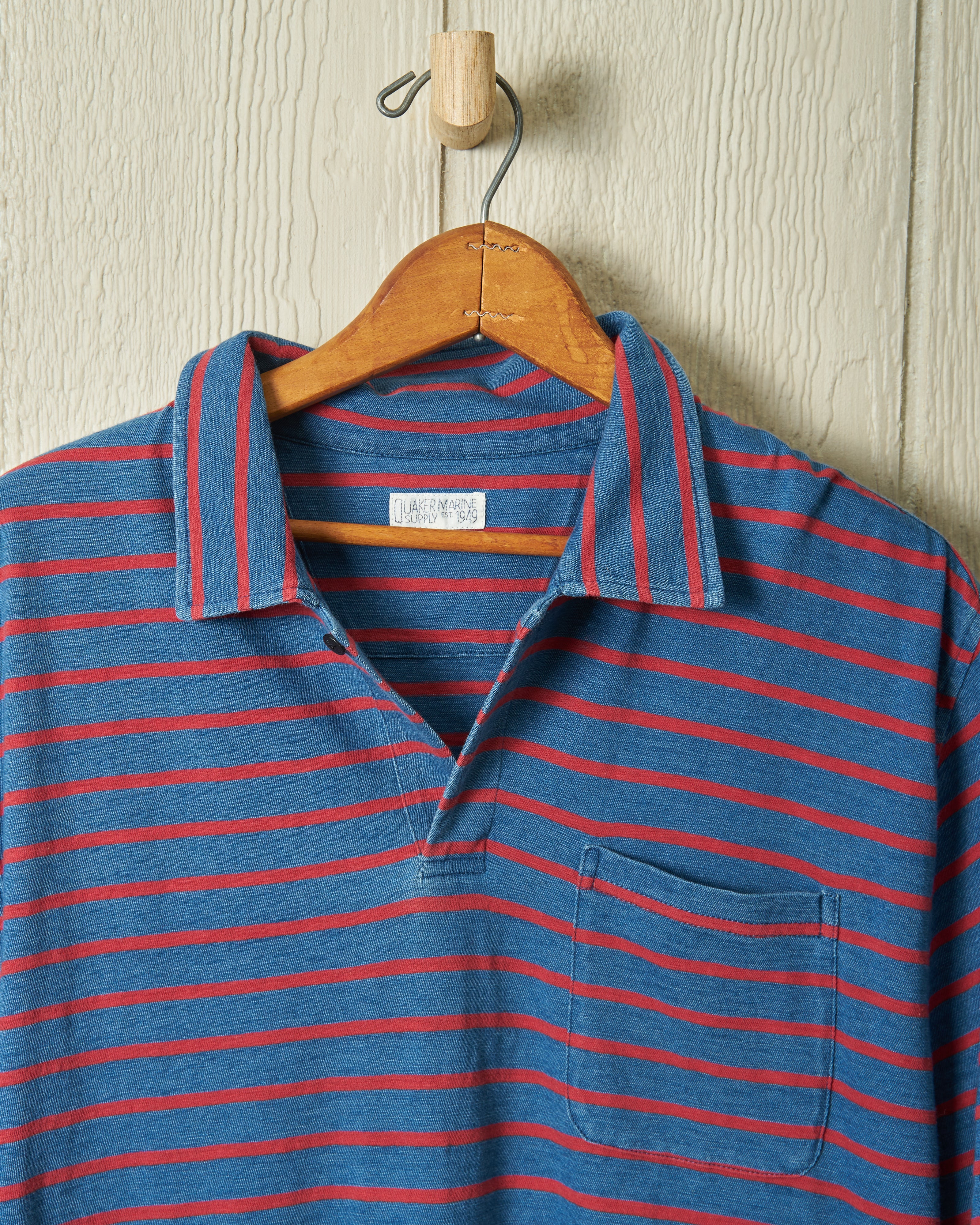 Indigo Polo in 3/4" Red/Navy Stripe - Image 3