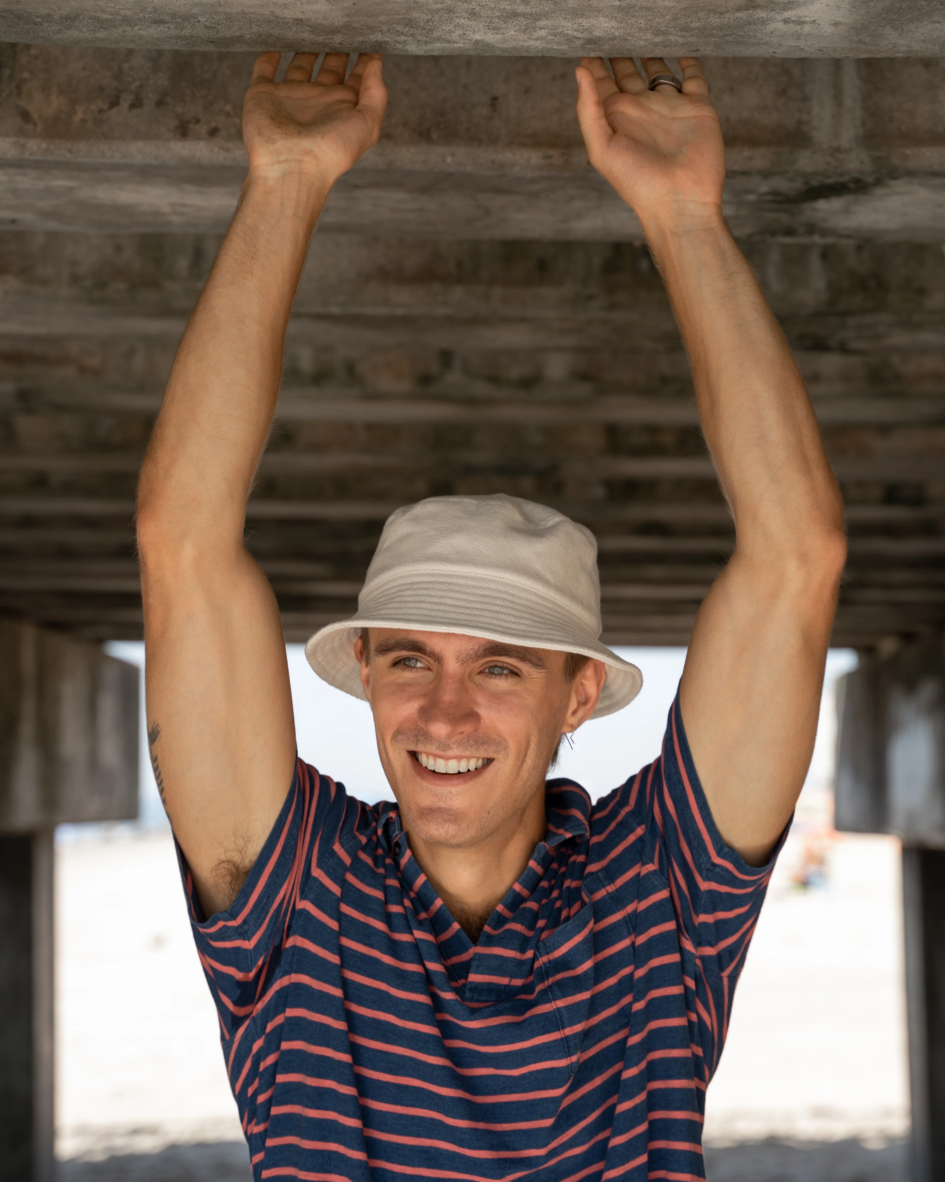 Indigo Polo in 3/4" Red/Navy Stripe - Image 4