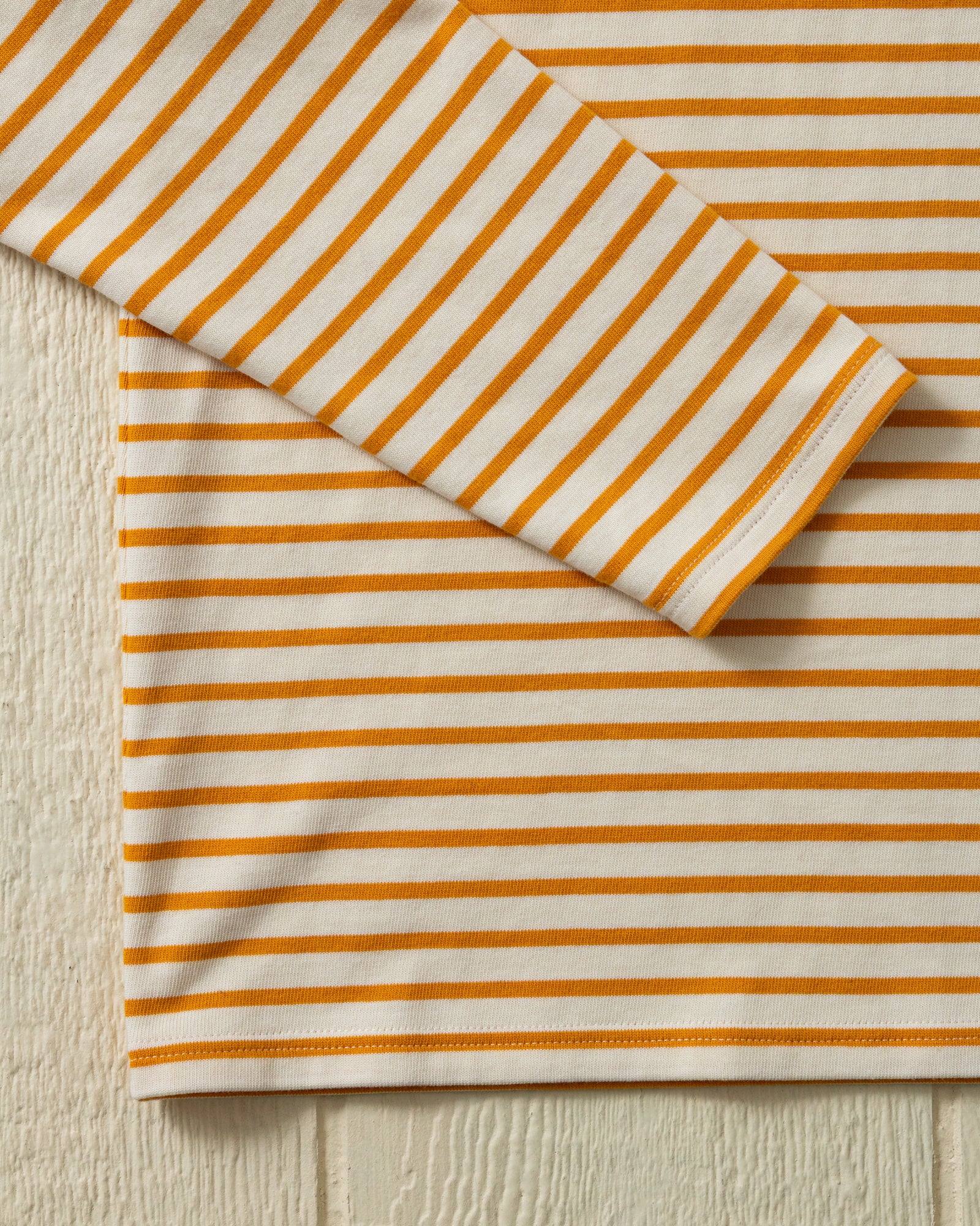 Men’s Breton Stripe Boatneck Tee in Off White/Sun - Image 3