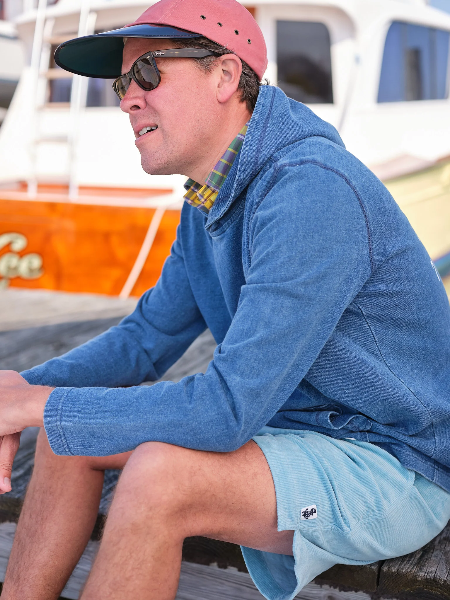 Sag Harbor Wharf Hoodie in Washed Indigo - Image 4