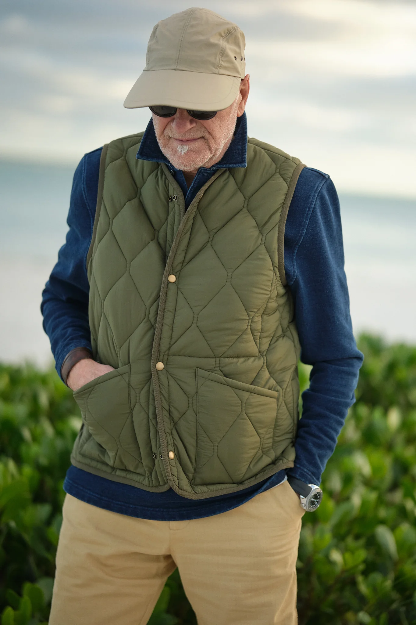 Quilted Vest in Olive - Image 4