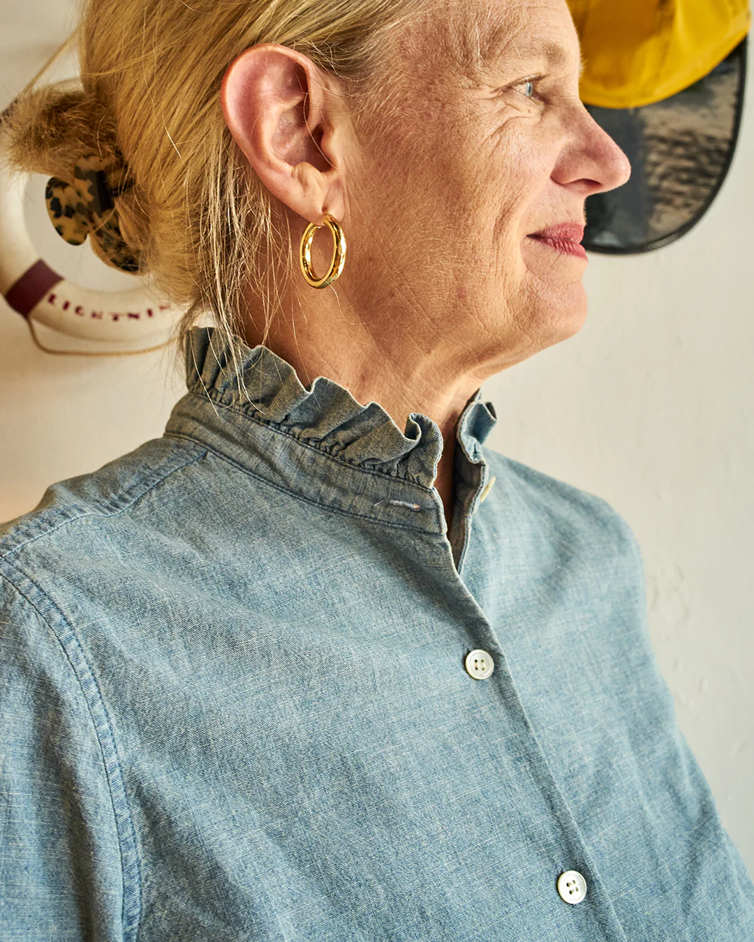 Ruffle Shirt in Chambray - Image 3