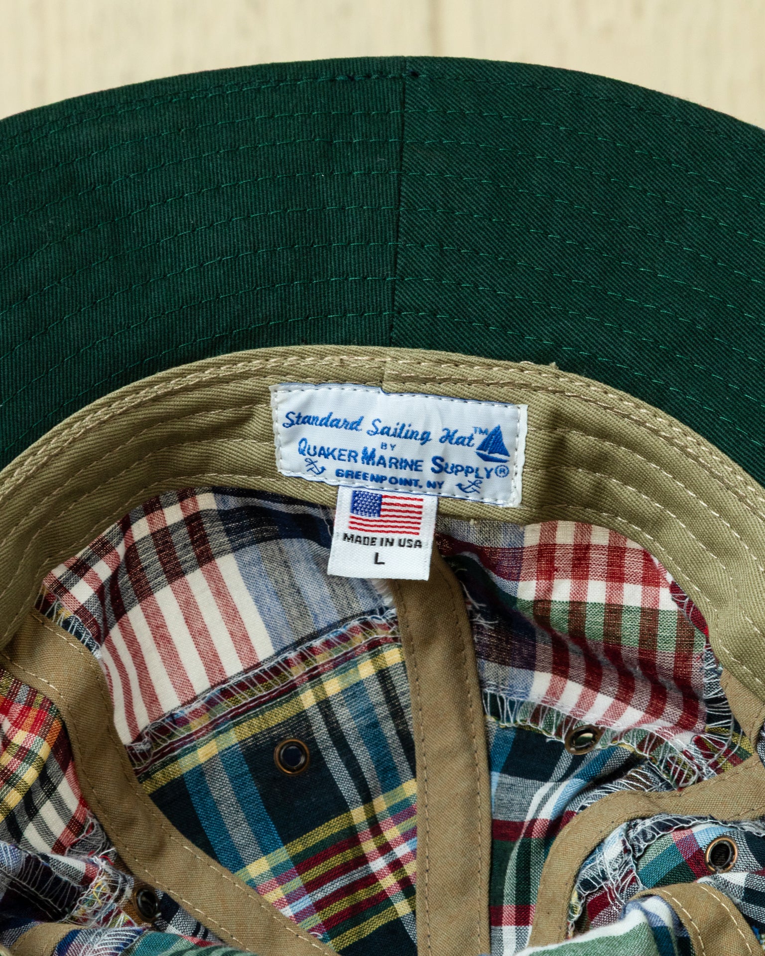 Standard Sailing Hat in Navy Patchwork Madras - Image 3