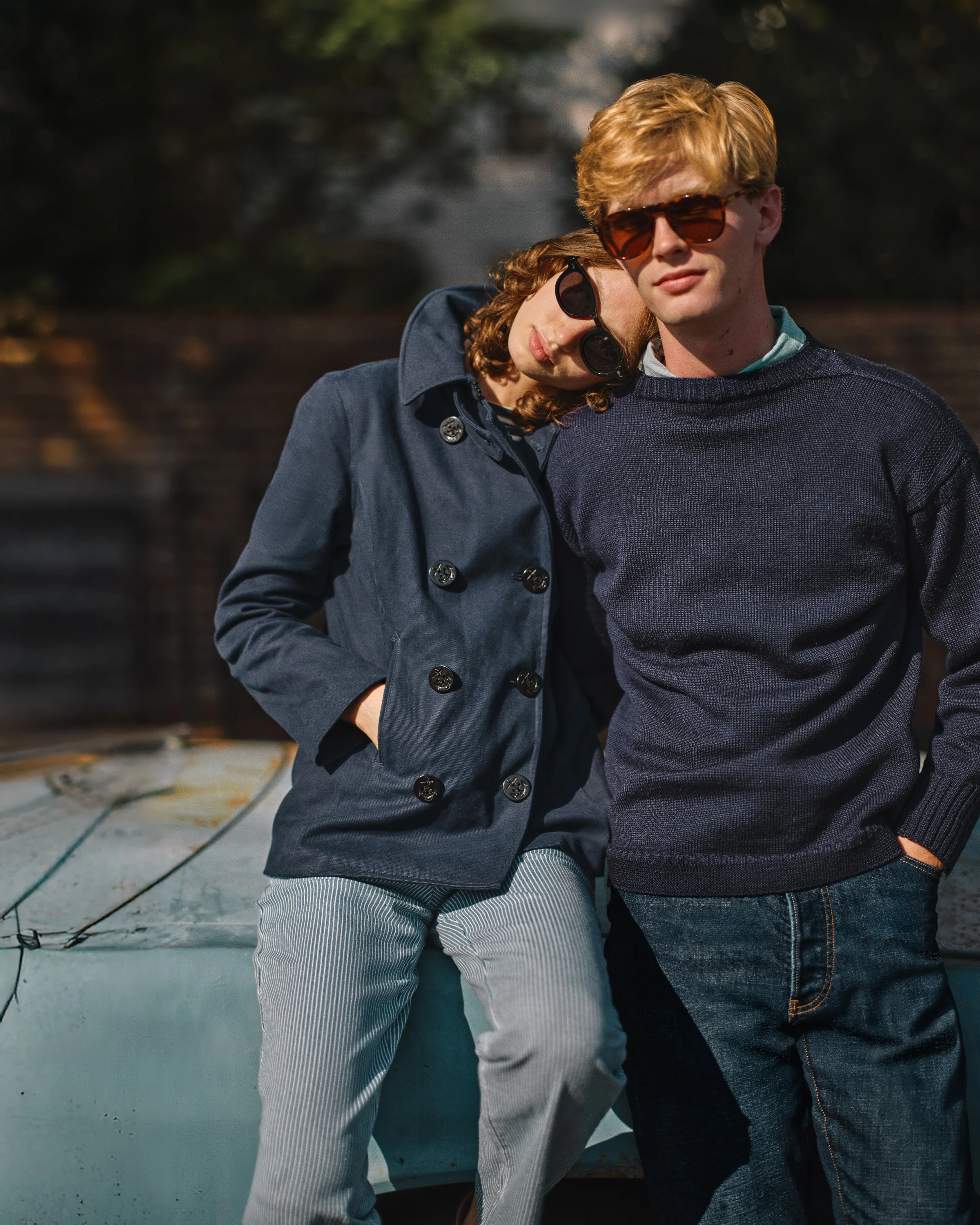Women's Cropped Peacoat in Navy - Image 9