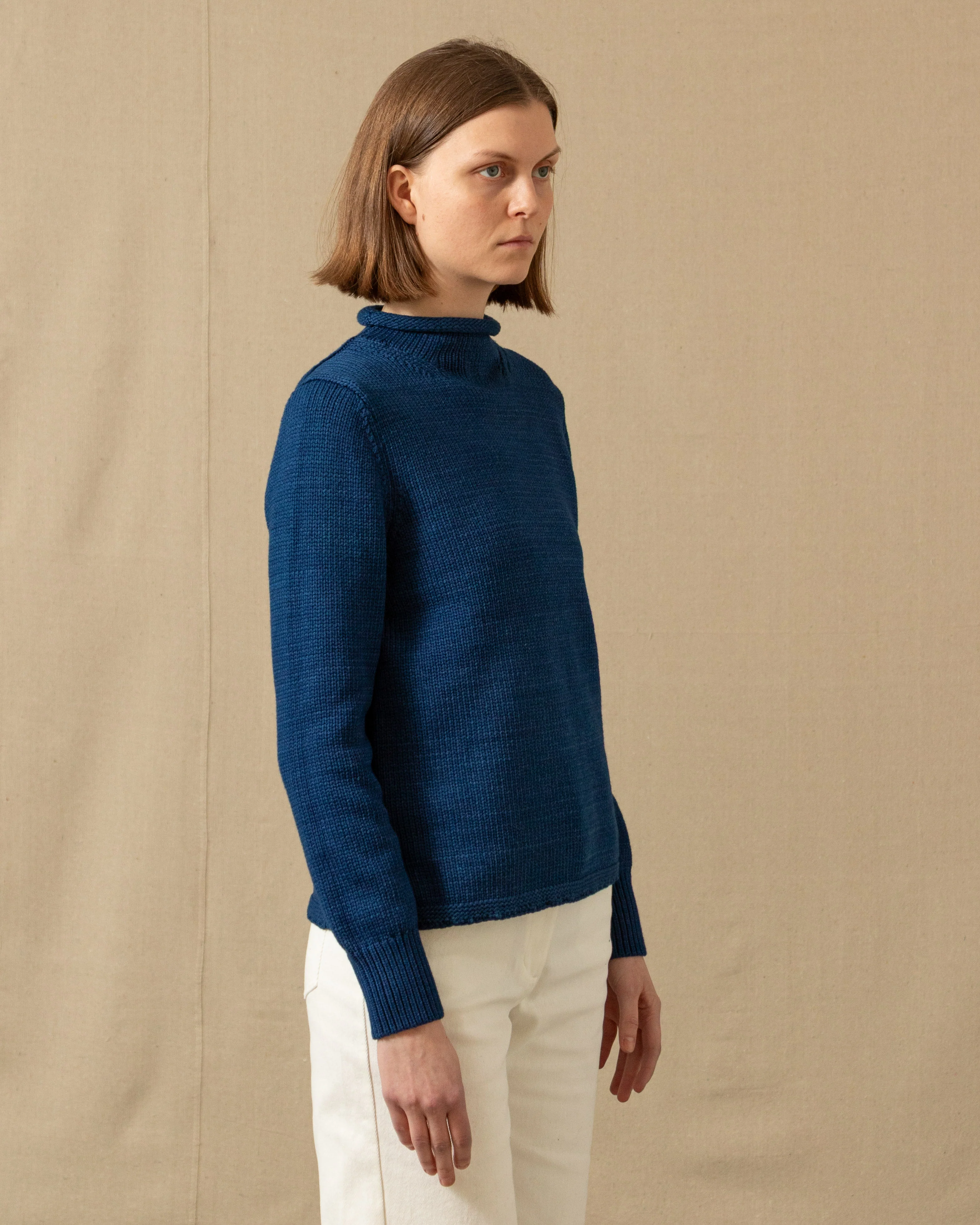 Women's Deep Sea Fisherman's Sweater in Indigo - Image 4