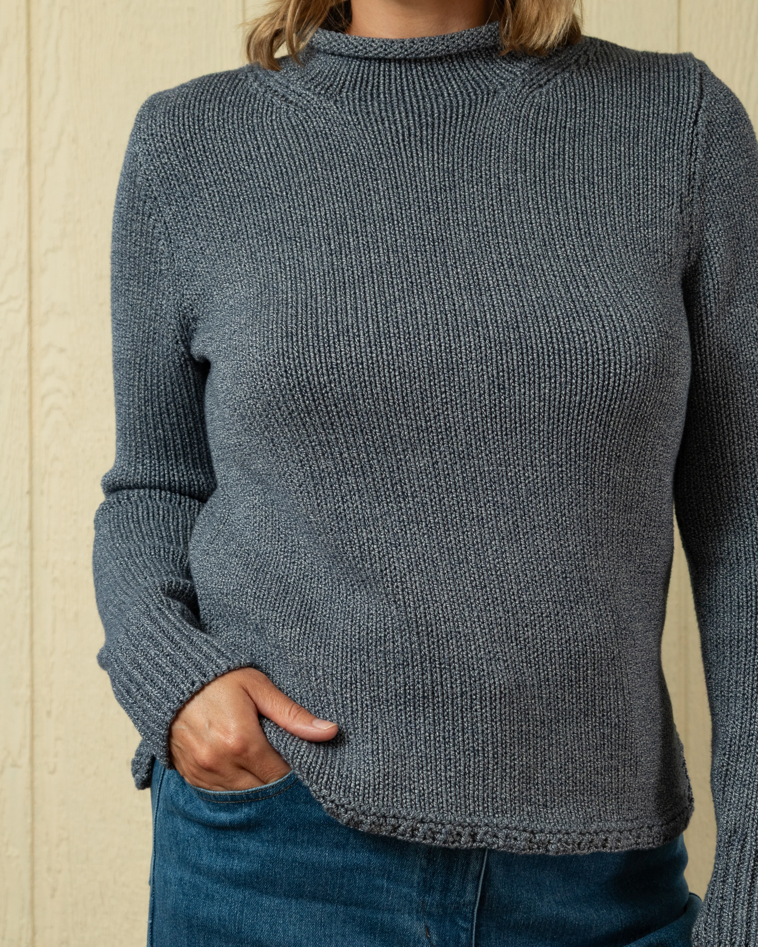 Women's Fisherman's Sweater in Denim Mix - Image 3
