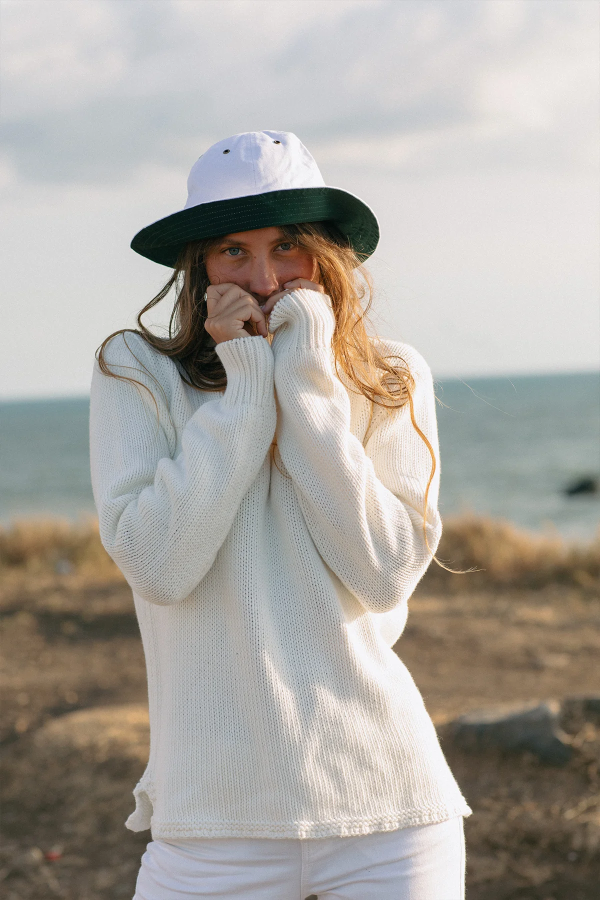 Women's Fisherman's Sweater in Egret - Image 6