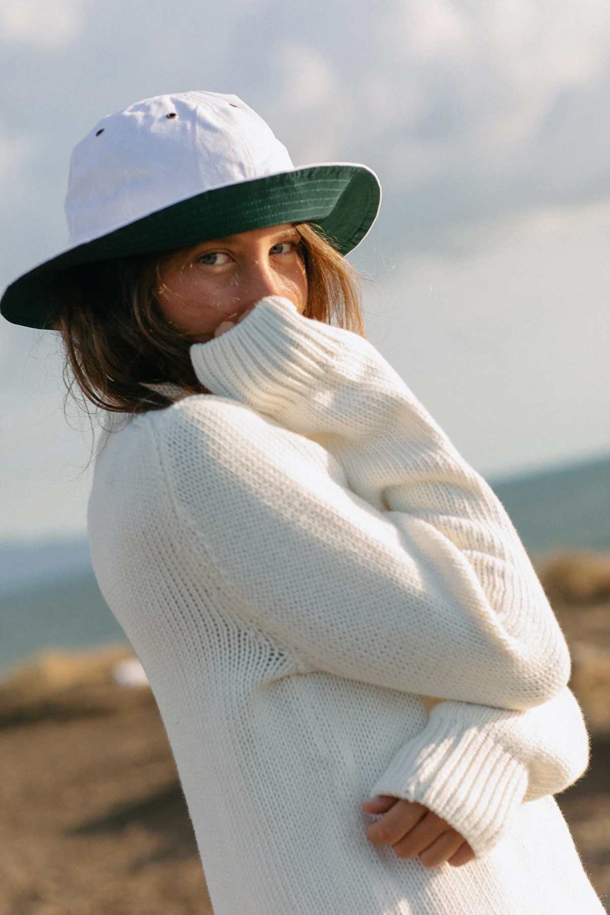 Women's Fisherman's Sweater in Egret - Image 8