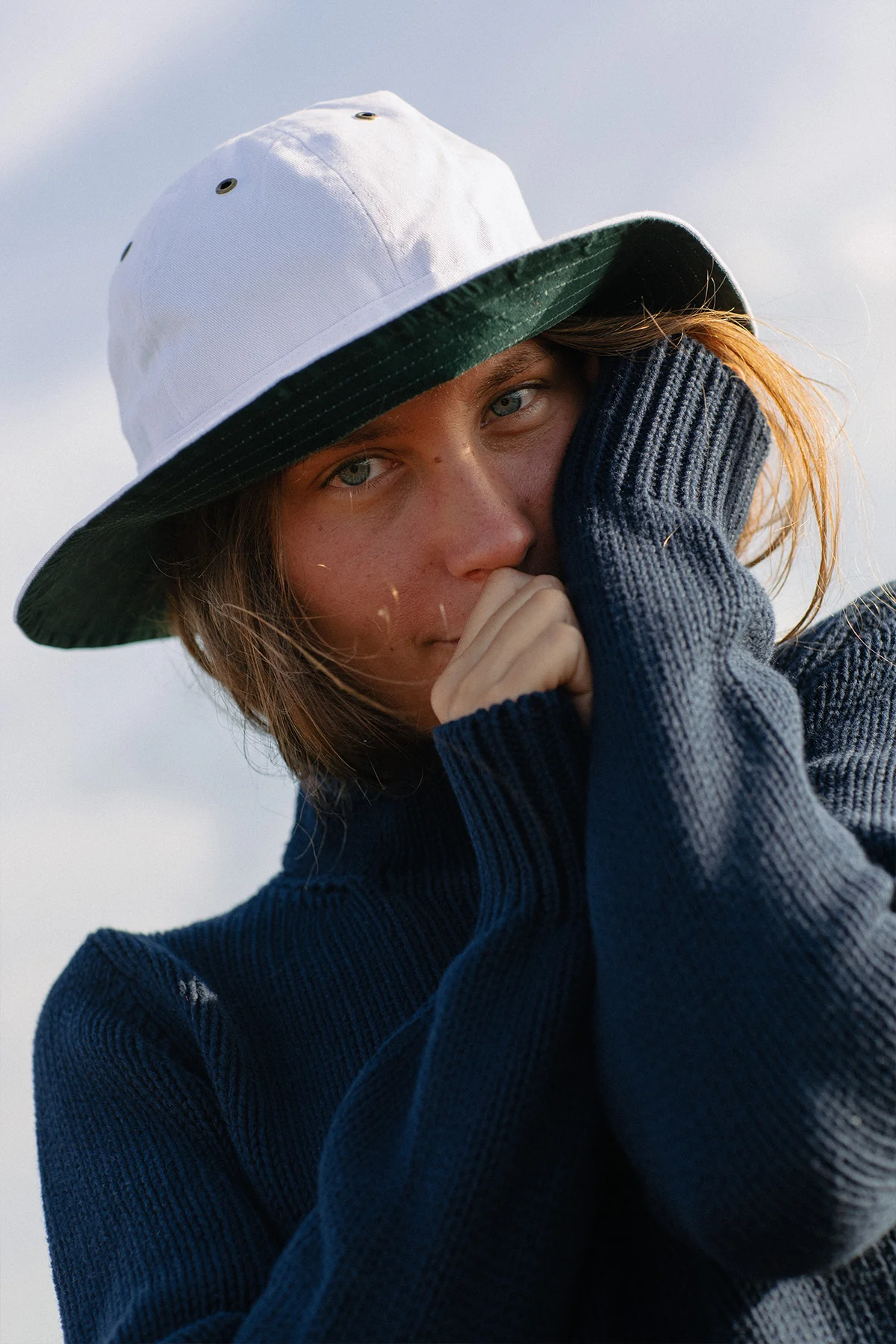 Women's Fisherman's Sweater in Navy - Image 3