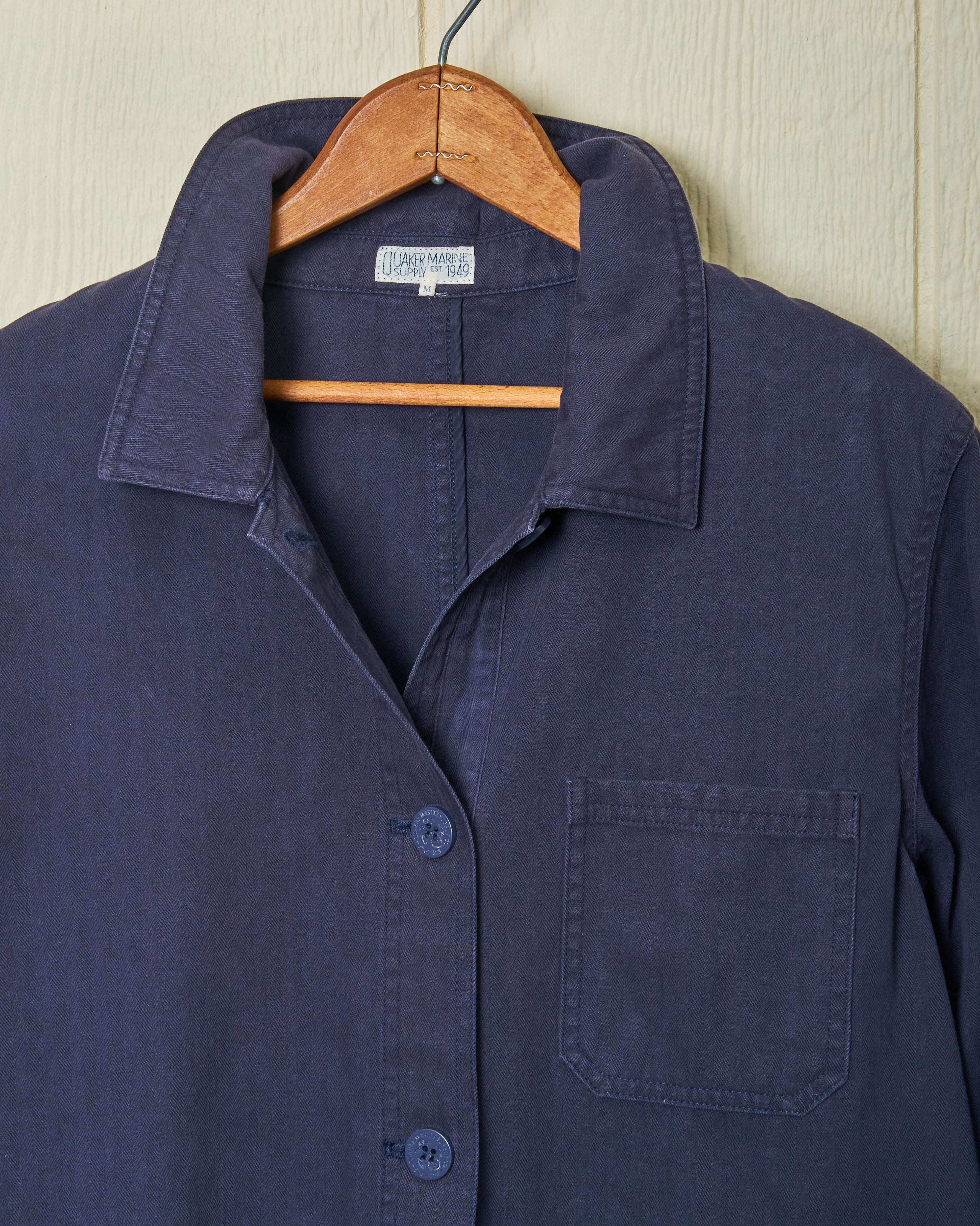 Women's French Workmanâs Jacket in Navy Herringbone - Image 3