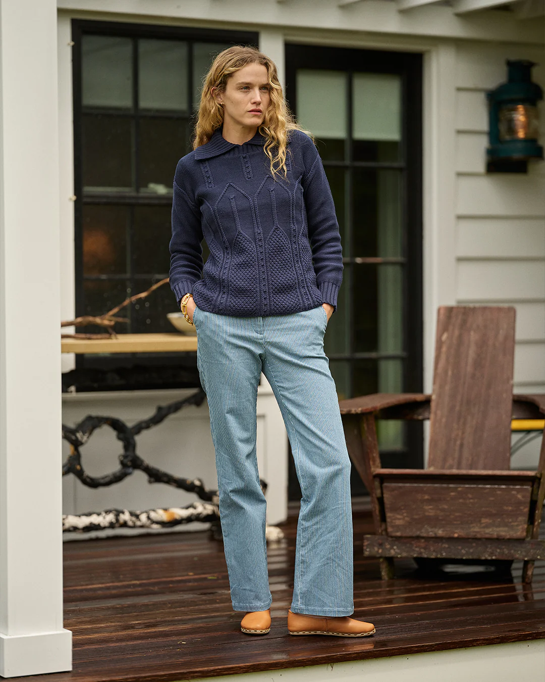 Women's Relaxed Pant in Railroad Stripe - Image 3